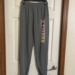 Gray Joggers with Purple and Yellow Tigers Print